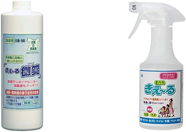 Amazon セット買い 大容量 加齢臭 世代臭 部屋干しの嫌なニオイを消臭 きえ る微笑 衣類のバイオ消臭液 無香 1l バイオで消臭 抗菌 きえ る 室内用 バイオ消臭液 無香 スプレータイプ 280ml 環境ダイゼン ドラッグストア