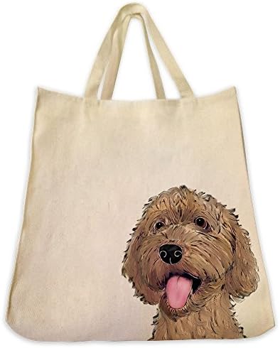 Dog Cat and Pet Tote Bags Extra Large Reusable Canvas Over the Shoulder Handbags (Goldendoodle)