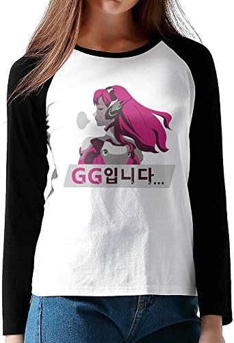 Loneki Women's Over Watch D.Va GG Spray Baseball Raglan T-Shirts