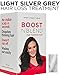 BOOST N BLEND Hair Fiber Powder, Scalp Concealer for Thinning Hair & Visible Scalp - Hair Volumizer for Women (25g/0.88oz) Cotton, Silver Grey, Female