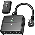BN-LINK Outdoor Indoor Wireless Remote Control 3-Prong Outlet Weather Proof Heavy Duty 15 AMP Compact (Black) 3 Grounded Outl