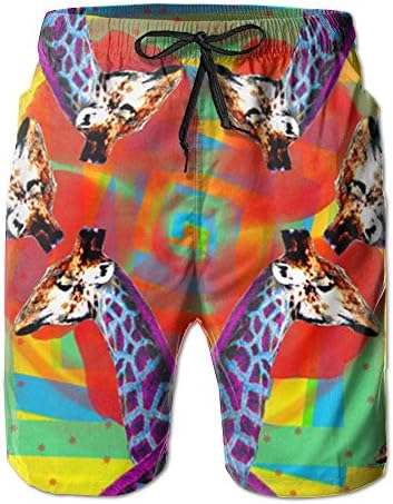 Liuxl Funky Giraffe Men's Board Beach Shorts Quick Dry Bottom Hot Short With Pockets For Young Man