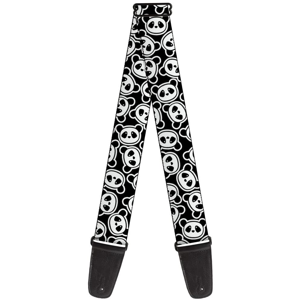 Buckle-Down GS-W34513 Guitar Strap Scattered Panda Bear Cartoon2 Black White, 2" Wide - 29-54" Length