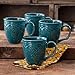 The Pioneer Woman Farmhouse Lace Mug Set,OCEAN TEAL 4-Pack | Antique Finish Durable Stoneware Lace Mug Set, 4-Pack - OCEAN TEAL
