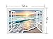 FLFK Fake Window Wall Sticker - Sunset Beach Faux Window Wall Mural for Wall Decor, Stick and Peel Wall Decals,16