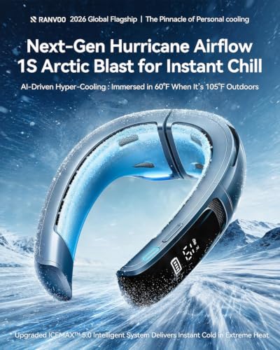 RANVOO AICE LITE MAX 2026 Real AC Cold Blast [No.1 Coolest & Most Durable] AI Neck Air Conditioner, Best Immersive Neck Cooler, 6000 mAh Rechargeable Neck Fan Blow Cold Air, Summer Gifts for Mom Blue
