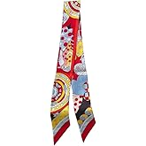 JERLA 100% Mulberry silk Scarf Head Hair Ribbon Handbag Handle wrap Tie Bundle Neckerchief Scarf for women men