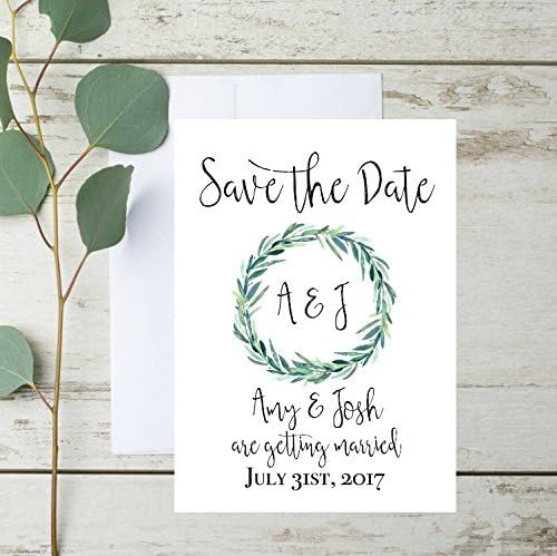 Rustic Save the Date Cards, Rustic Save the Date Invitations, Eucalyptus Wedding Set of 10 with Envelope Included