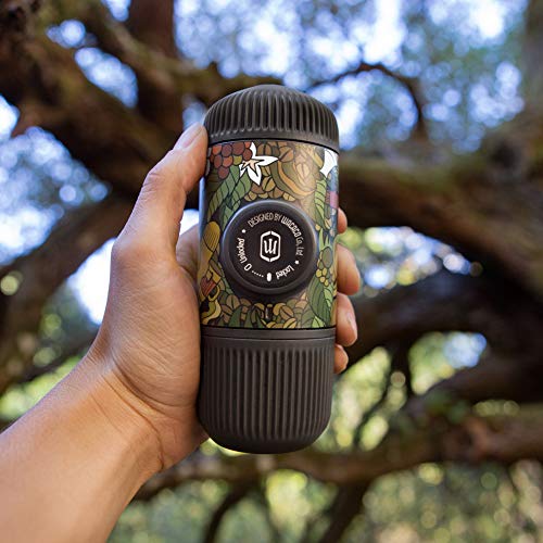 Wacaco Nanopresso Portable Espresso Maker bundled with Protective Case, Tattoo Jungle Patrol Edition, Extra Small Travel Coffee Maker, Manually Operated Perfect for Travel, Camping, Office (Grey) - Thumbnail 2