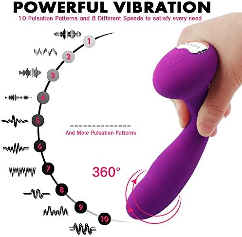 Cordless Electric Waterproof Massager with 10x Strong Vibration Patterns, Powerful Handheld Rechargeable Body Massager for Back Neck, Muscle Aches & Sport Recovery (Purple) …