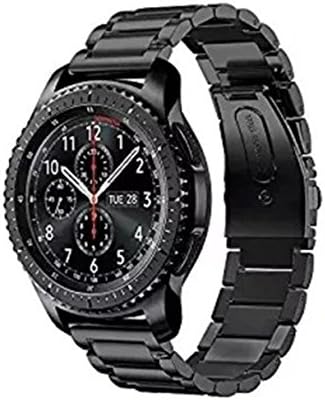 Arcen For Gear S3 Frontier / Classic Watch Band, 22mm Solid Stainless Steel Metal Business Bracelet Strap for Samsung Gear S3 Frontier SM-R770/ S3 Classic SM-R760 Sports Smart Watch (Black)
