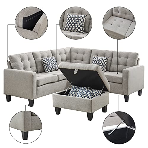 GOOD & GRACIOUS Large Sectional Sofa Set Living Room Corner Sofa L