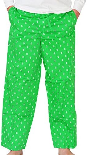 SummerTies Unisex Anchor Cotton Pajama Bottom Pants - Green, X-Small