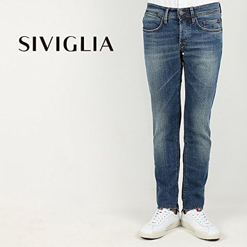 Amazon ブルー C70 34 Siviglia シヴィリア シビリア メンズ 5ポケット ストレッチ ウォッシュド テーパードデニム 2212 D004 6002 ブルー ロングパンツ 通販