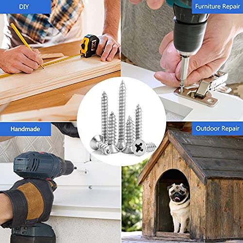 400pcs M3 304 Edelstahl Flachkopf Selbstschneidende Schrauben Kit,flacher Kopf Holzschraube Kit für Hausgemachte… – Bild 7