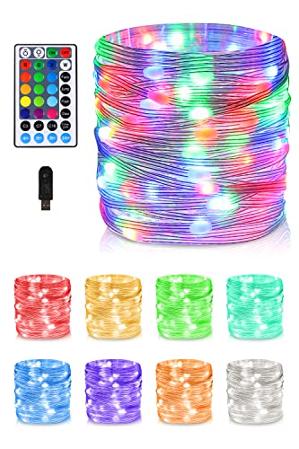 Fairy Lights Color Changing 33 FT 100LEDs Fairy String Lights with Remote, 16 Modes USB Powered Pastel Easter Lights, Waterproof Christmas Lights for Bedroom Party Classroom Indoor Outdoor