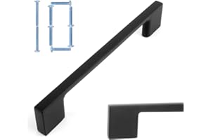 KOOFIZO Wide Foot Cabinet Bar Pull - Black Modern Solid Handle, 5 Inch/128mm Screw Spacing, 10-Pack for Kitchen Cupboard Door, Bedroom Dresser Drawer, Bathroom Wardrobe Hardware