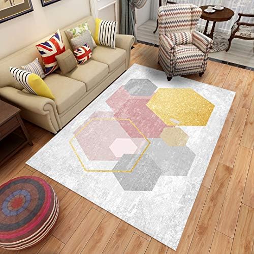 QYWSJ Modern Style Rugs Living Room, floral feather geometric motif, Soft Fluffy Shaggy Lounge, Suitable for Large Non Slip Area Rugs for Bedroom Living room (Multiple sizes)
