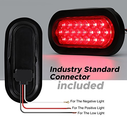 image for Audew 2Pcs 6-inch Oval 22-LED Trailer Tail Lights, Red Brakes/Marker L