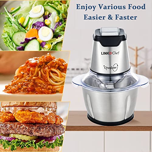 LINKChef Food Chopper Electric, 5 Cup Mini Food Processor Stainless Steel, Small Meat Grinder