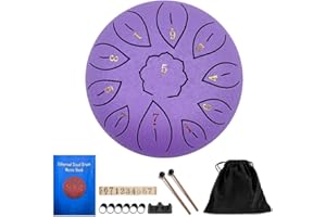 LTAXAF Rain Drum for Outside - Steel Tongue Rain Drum Chime 11 Notes 6 Inch with Sheet Music Book for Garden Instrument Or Meditation Yoga (Purple)