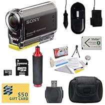 Sony HDR-AS30V HD POV Action Camcorder with 47stPhoto Advanced Accessory Kit Includes - 32GB High-Speed Micro SD Card + Card Reader + NP-BX1 1400mAh Li-ion Battery + AC/DC Battery Charger + Stabilizing Handgrip + Hard Shell Carrying Case + Lens Cleaning Kit including LCD Screen Protectors Photo Print