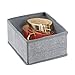 mDesign Rectangular Soft Fabric Dresser Drawer and Closet Storage Organizer Bin for Lingerie, Bras, Socks, Leggings, Clothes, Jewelry, Scarves - Textured Print - 2 Pack - Gray