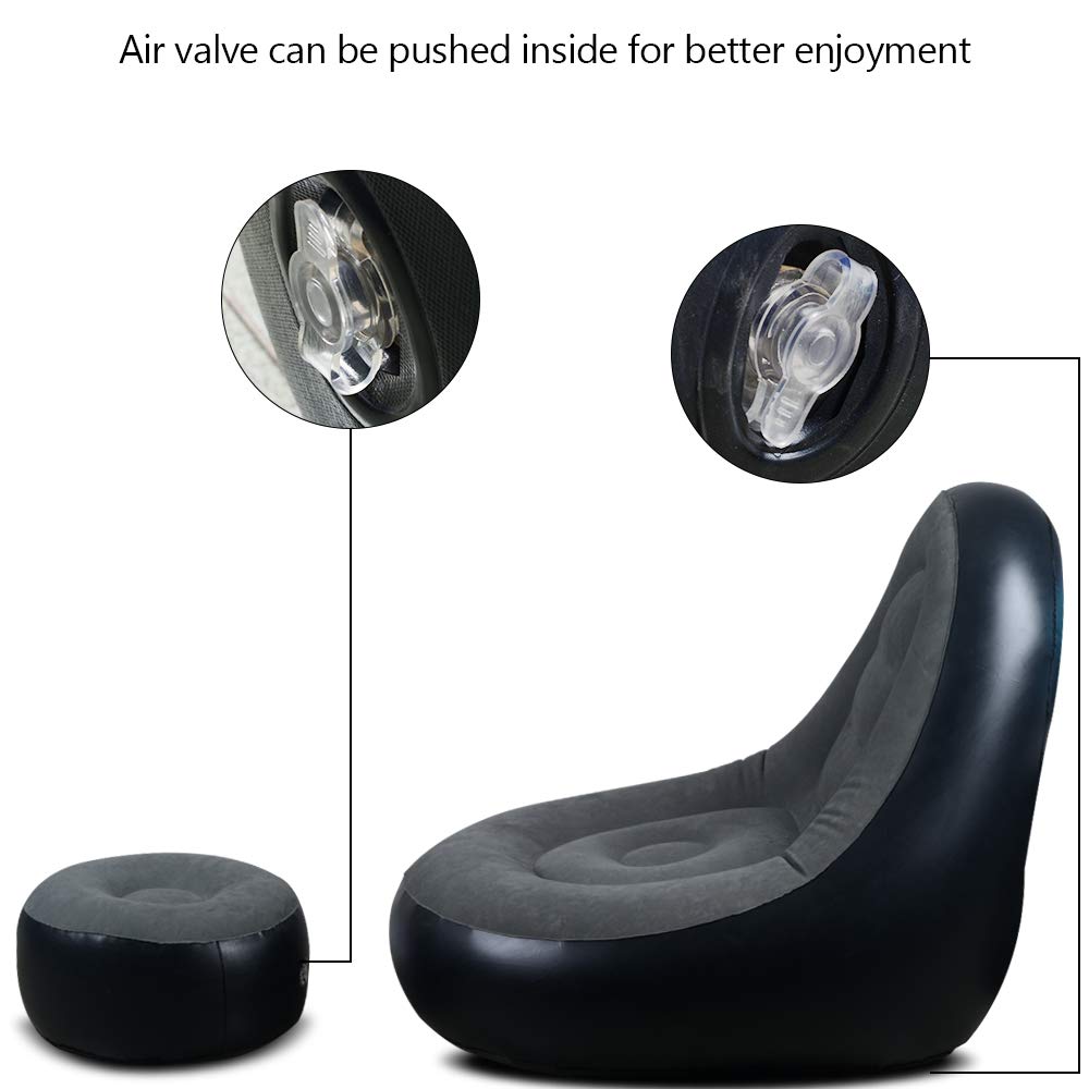 Weyfly Inflatable Lounge Chair With Ottoman Blow Up Chaise Lounge Air Lazy Sofa Set Flocked Couch Portable Inflatable Seats For Lounge Inflatable Deck Chair For Indoor Outdoor Patio Seating Chairs Rapidinfrastrukturcom