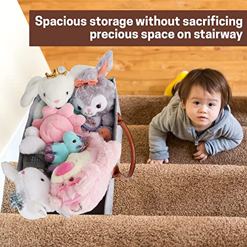 SAM AND MABEL Stair Basket with Beautiful Leather Handles Durable