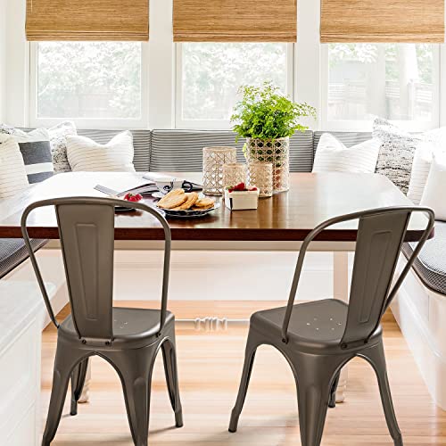 Furmax Metal Dining Chair IndoorOutdoor Use Stackable Classic