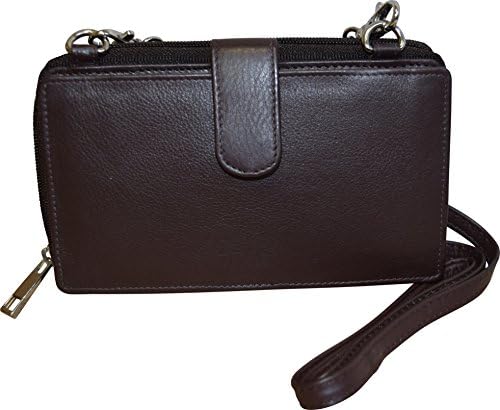 Pielino Women's Leather Smart Phone Crossbody Wallet With RFID Option (Brown)