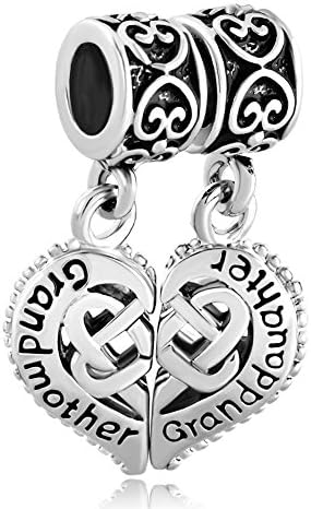 ClayCharm Sterling Silver Grandmother Granddaughter Celtic Knot Charm fit Bracelet Charm