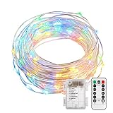 B-right 100LED 34ft Multi-color Dimmable Copper Wire String Lights, IP65 Waterproof, Timer Function, 8 Modes Starry Fairy String Lights Battery Powered with Remote Control
