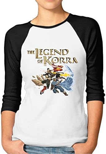 Women's The Legend Of Korra Sports 3/4 Sleeve Cotton Baseball T-Shirts Black