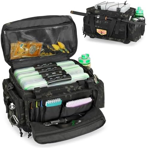 Amazon.com : DSLEAF Waterproof Tackle Box Bag with Rod Holder, Soft Fishing  Tackle Storage Bag with Non-Slip Base for Saltwater or Freshwater Fishing  (Patent Design), Only Bag : Sports & Outdoors