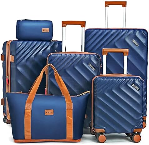 Amazon.com | TRAVELEO 6 Piece Luggage Set Hardshell, Expandable