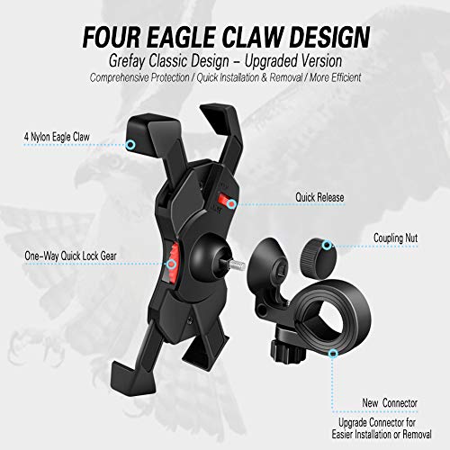 Grefay Fahrrad Handyhalterung Universal Motorrad Handy Halterung für 3,5-6,5 Zoll Smartphone mit 360° Drehbar – Bild 3