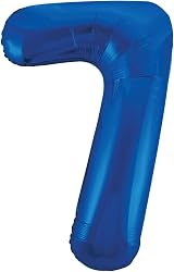 Unique Blue Number 7 Shaped Large Foil Balloon 86cm 1 Piece