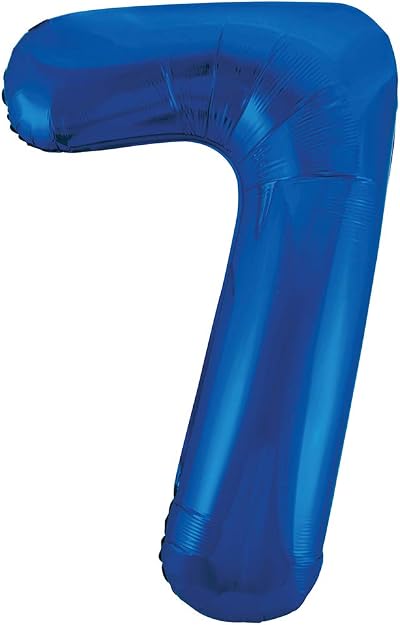 Unique Blue Number 7 Shaped Large Foil Balloon 86cm 1 Piece