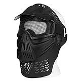 Flexzion Tactical Airsoft Mask Paintball Game Full Face Protection Skull Skeleton Safety Guard in Silver for Outdoor Activity Party Movie Props Fit Most Adult Men Women