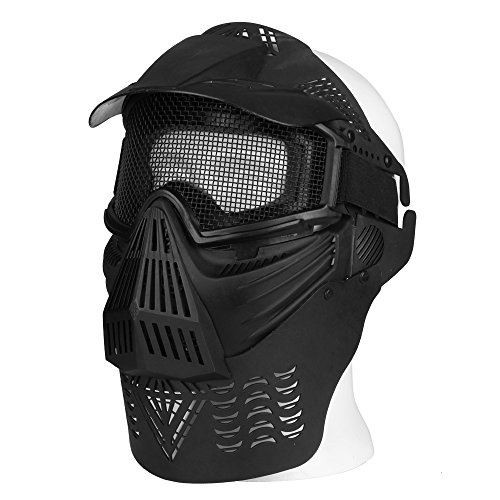 Flexzion Tactical Airsoft Mask Paintball Game Full Face Protection Skull Skeleton Safety Guard in Silver for Outdoor Activity Party Movie Props Fit Most Adult Men Women