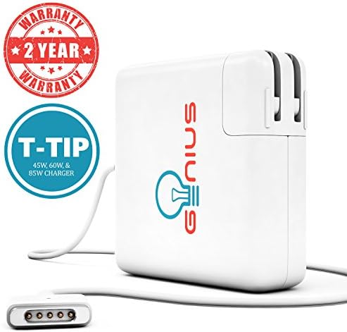 Genius MacBook Pro/Air Charger 85W Power Adapter With MagSafe 2 (T) Style Connector - Works With 45W/60W/&amp; 85W MacBooks -11/13/15, Retina Display - Compatible With Macbooks (LATE 2012) &amp; After