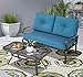 Incbruce Patio Loveseat with Coffee Table - Outdoor Bench with Cushion,2 Piece Wrought Iron Outdoor Loveseat Metal Frame Porch Furniture Set Bench for Patio, Poolside, Garden (Peacock Blue)