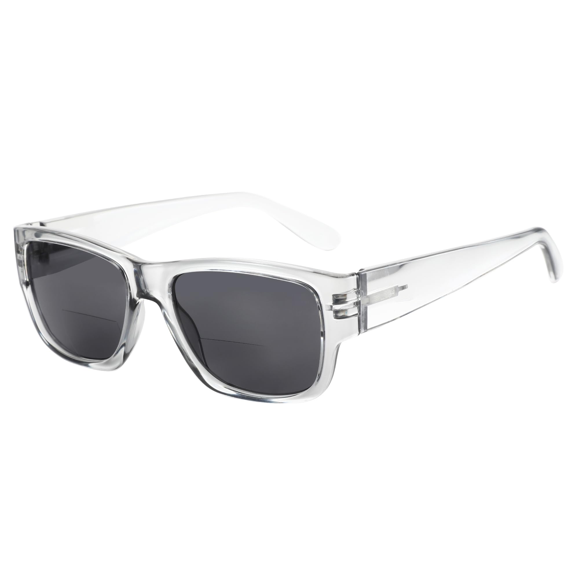 Photo 1 of ***DAMAGE*** BLUEMOKY Square Bifocal Sunglasses for Men: Sunglasses Readers with UV400 Protection - Retro Shades Classic Rectangle Frame (Clear, 1.5x)
