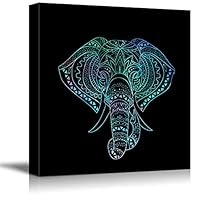 Canvas Wall Art Tribal Elephant Rustic Effect Canvas Prints Home Artwork Decoration for Living Room,Bedroom - 12x12 inches