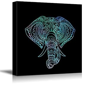 Canvas Wall Art Tribal Elephant Rustic Effect Canvas Prints Home Artwork Decoration for Living Room,Bedroom - 12x12 inches