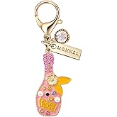 MONNEL MC581 Little Crystal Wine Bottle Lobster Clasp Charm for Women with Velvet Bag (Pink,1 Piece)