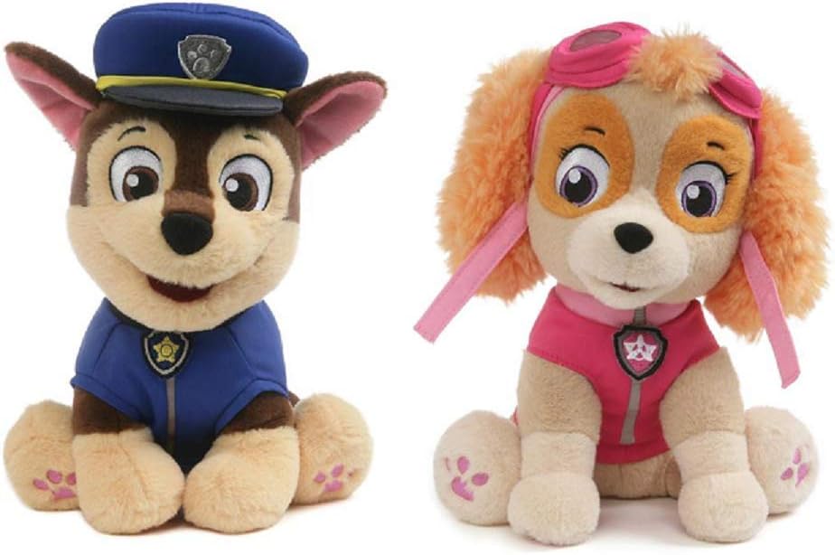GUND Paw Patrol Plush Bundle of 2, 9 inch Chase and Skye