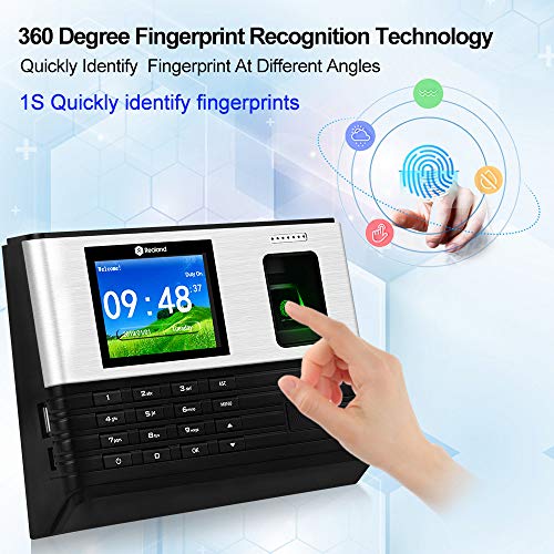 LIBO WIFI Biometric Fingerprint Attendance Machine TCP/IP Network Employee Check-in System DC 6V/1A Time Clock Recorder, 2.4 inch TFT Display Screen, English Language, Password & RFID Card Recognition