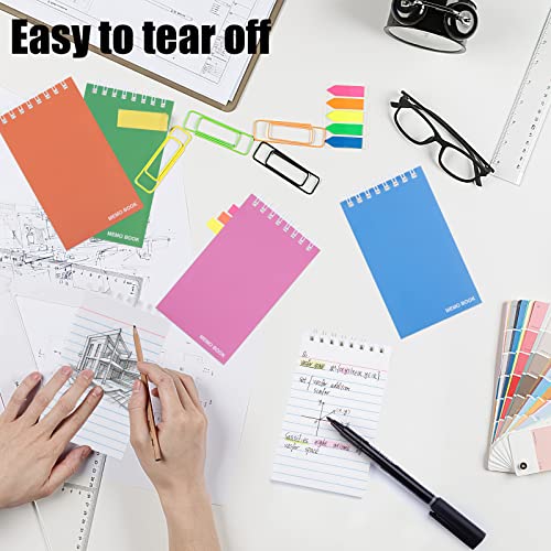 Koogel Top Bound Pocket Notebooks, Small Spiral Memo Pads Lined 3x5 Ruled Pocket Notebook Durable Cover Notebooks 50 Sheets/6 Pads for Office School Memo Tactical Steno Pads